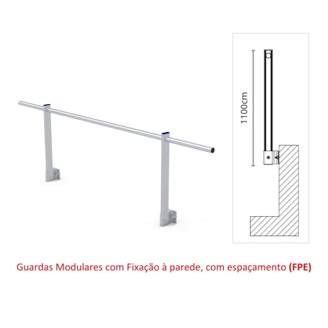 Guarda-Corpos Modular com Fixação à Parede com Afastamento